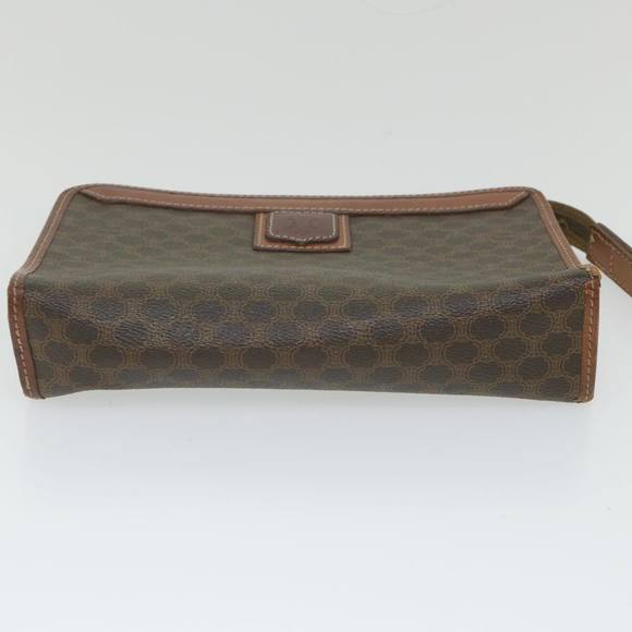 CELINE Macadam Canvas Clutch Bag PVC Leather 2Set Brown Auth ar10789 - Picture 5 of 14